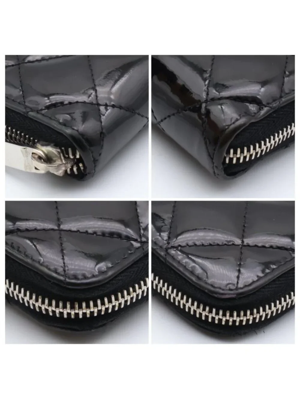 Chanel Quilted Brilliant Wallet Patent Black